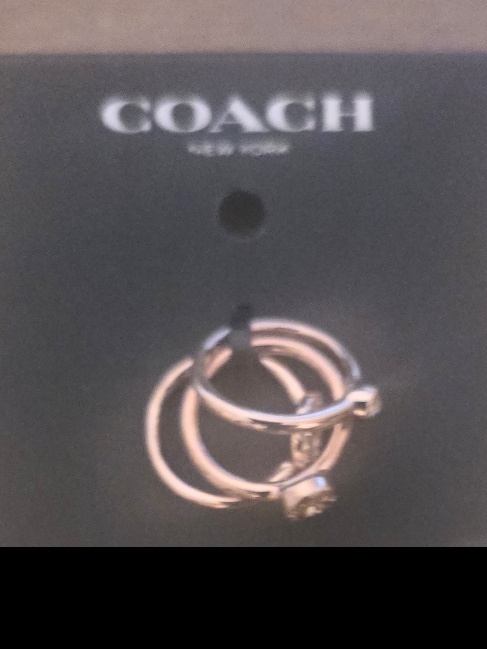 Coach Logo Ring Set of Three Size 5 Rose Gold Tone Plated Brass New with Tags